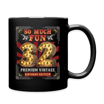 32nd birthday 32 years Vintage-Retro Fun-Birthday - Full Colour Mug - black - Right