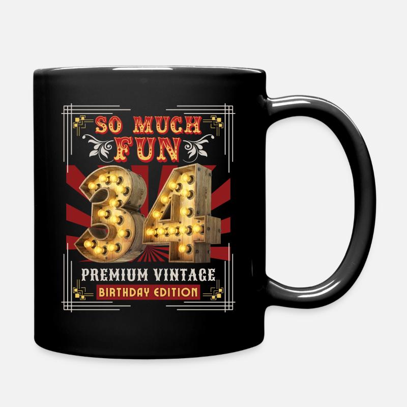 34. Geburtstag 34 Jahre Vintage-Retro Fun-Birthday - Tasse einfarbig - Schwarz