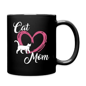 Katzen Mama Motiv Frauen Geschenk Katzenhalter - Tasse einfarbig - Schwarz - Rechts