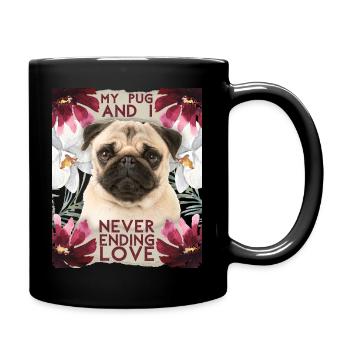 Pug dog, Pug-Dog funny saying - Full Colour Mug - black - Right