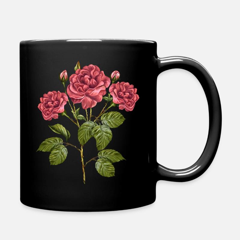 Blumen - Tasse einfarbig - Schwarz