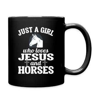 Just A Girl Who Loves Jesus And Horses Pferd - Tasse einfarbig - Schwarz - Rechts