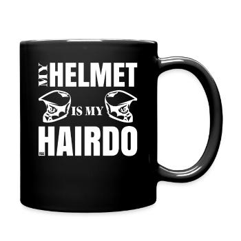 My helmet is my hairdo - Tasse einfarbig - Schwarz - Rechts