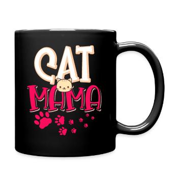 Katze Mama Kätzchen Tier Tierliebhaber Mutter - Tasse einfarbig - Schwarz - Rechts