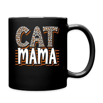 Katze Mama Leopard Kätzchen Tier Haustier - Tasse einfarbig - Schwarz - Rechts