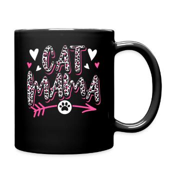 Katze Mama Leopard Kätzchen Tier Haustier - Tasse einfarbig - Schwarz - Rechts