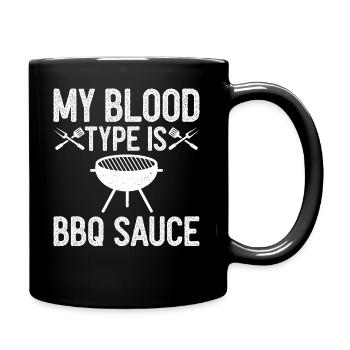 Meine Blutgruppe Ist BBQ-Sauce - Grillspruch - Tasse einfarbig - Schwarz - Rechts