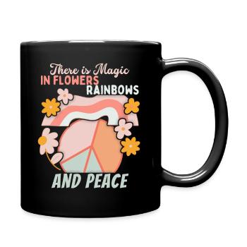 Peace symbol, peace sign, rainbow - Full Colour Mug - black - Right