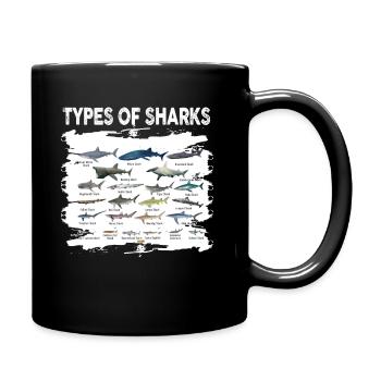 Types of Sharks - Tasse einfarbig - Schwarz - Rechts