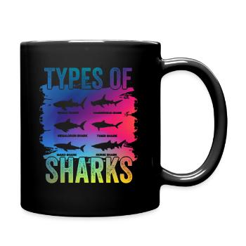 Types of Sharks - Tasse einfarbig - Schwarz - Rechts