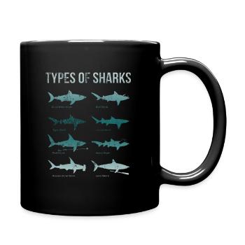 Types of Sharks - Tasse einfarbig - Schwarz - Rechts