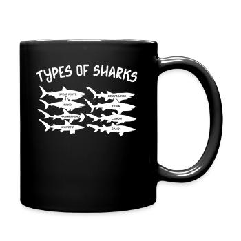 Types of Sharks - Tasse einfarbig - Schwarz - Rechts