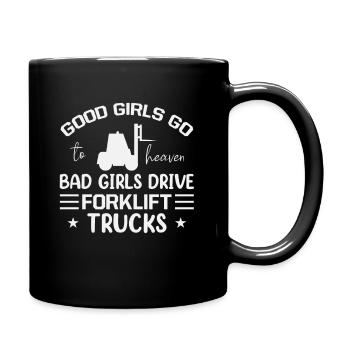 Gabelstapler Fahrer Bediener lustiges Design - Tasse einfarbig - Schwarz - Rechts