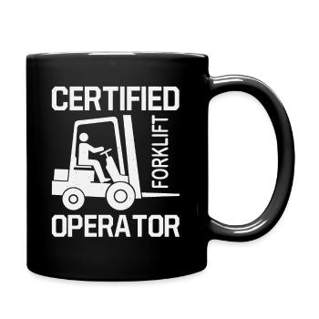 Gabelstapler Fahrer Bediener lustiges Design - Tasse einfarbig - Schwarz - Rechts
