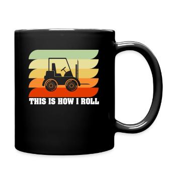 Gabelstapler Fahrer Bediener lustiges Design - Tasse einfarbig - Schwarz - Rechts