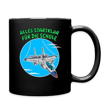 Schulkind Jet, Schulanfänger Grundschule - Tasse einfarbig - Schwarz - Rechts