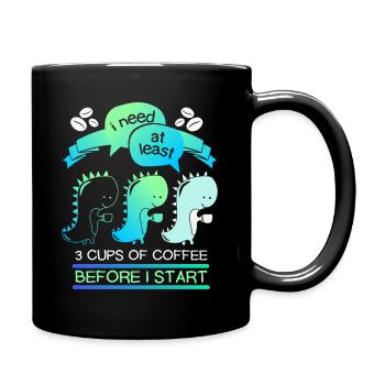 Dinosaurier Kaffeetrinker, Kaffee lustiger Spruch - Tasse einfarbig - Schwarz - Rechts