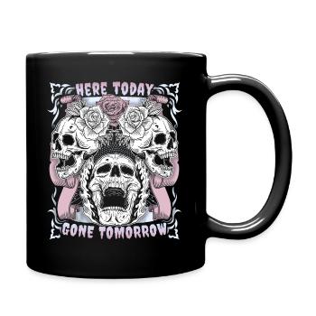 Skull skull design with rose motif biker motif - Full Colour Mug - black - Right