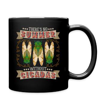 Zikaden, Cicadas, Zikade lustiger Spruch - Tasse einfarbig - Schwarz - Rechts