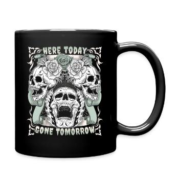 Skull skull design with rose motif biker motif - Full Colour Mug - black - Right
