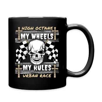 Crâne, Crâne, Course, Course automobile, Design de motard - Mug uni - noir - Droite