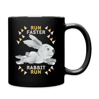 Lapin mignon, Run-Faster-Rabbit-Run, dicton drôle - Mug uni - noir - Droite