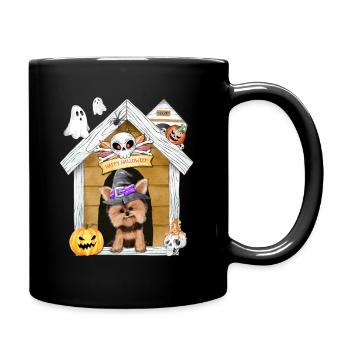 Halloween Yorkshire Terrier Dog Witch - Full Colour Mug - black - Right