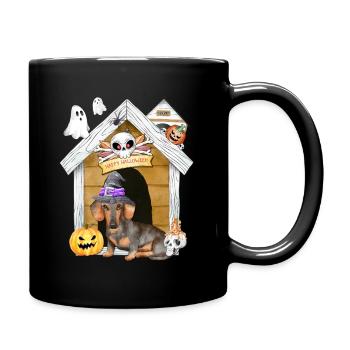Halloween Dachshund Dog Witch - Full Colour Mug - black - Right