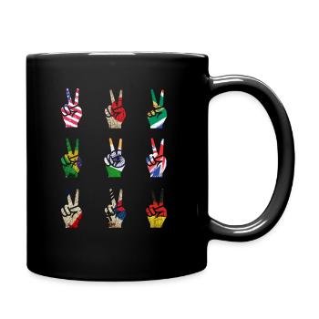 Länderflaggen mit dem Siegeslogo - Tasse einfarbig - Schwarz - Rechts