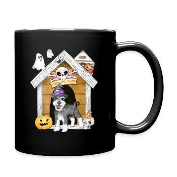Halloween Miniature Schnauzer Dog Witch - Full Colour Mug - black - Right