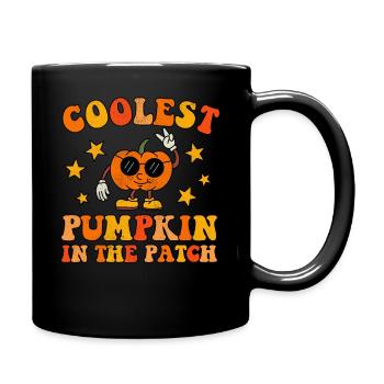 Coolest Pumpkin In The Patch Groovy Fall - Full Colour Mug - black - Right