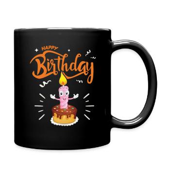 Birthday, funny birthday cake, typography - Full Colour Mug - black - Right