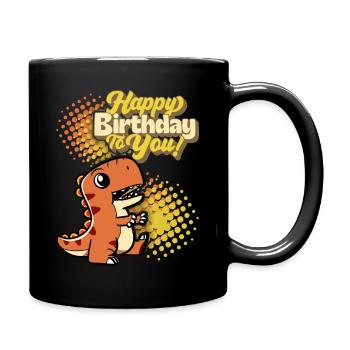 Dinosaure d’anniversaire, typographie de joyeux anniversaire - Mug uni - noir - Droite