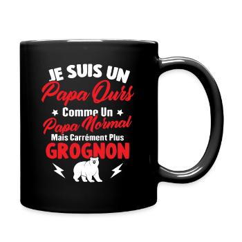 Je suis un papa ours c'est comme un papa normal - Mug uni - noir - Droite