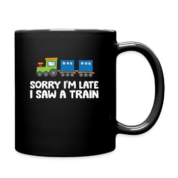 Désolé je suis en retard j’ai vu un train - Mug uni - noir - Droite