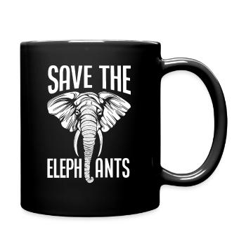 Elefant Tierschutz - Tasse einfarbig - Schwarz - Rechts