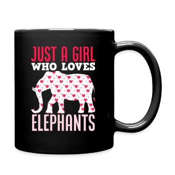 Elefant Herzen Mädchen - Tasse einfarbig - Schwarz - Rechts