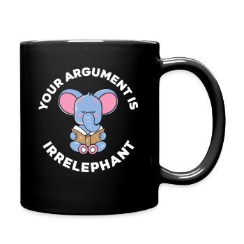 Elefant Wortspiel - Tasse einfarbig - Schwarz - Rechts