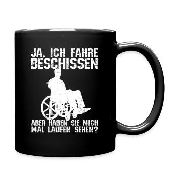 Rollstuhlfahrer Rollstuhl Spruch Geschenkidee Roll - Tasse einfarbig - Schwarz - Rechts