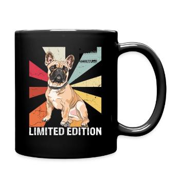 Limited Edition Retro Mops Vintage Mops Geschenk - Tasse einfarbig - Schwarz - Rechts