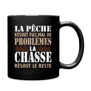 La Pêche résout pas mal de problémes Humour cadeau - Mug uni - noir - Droite