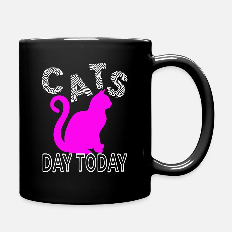cats day today for cat lovers - Full Colour Mug - black
