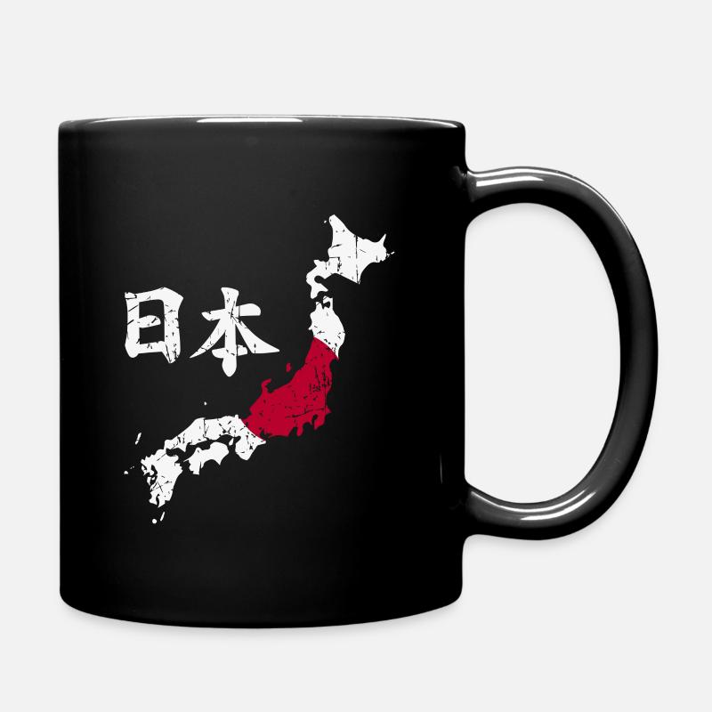 Nihon Japan Map Flag Vintage - Full Colour Mug - black