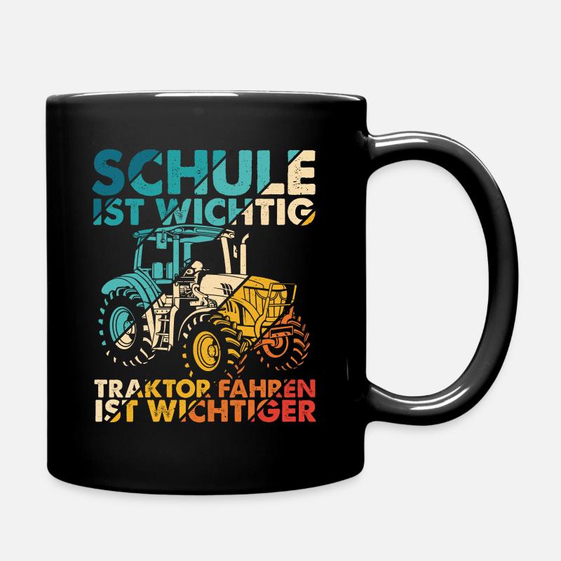 Traktor Spruch Schule Ist Wichtig Traktor Jungen T - Tasse einfarbig - Schwarz