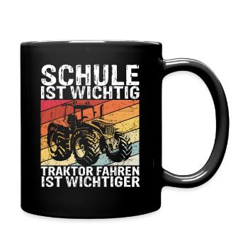 Traktor Spruch Schule Ist Wichtig Traktor Jungen T - Tasse einfarbig - Schwarz - Rechts