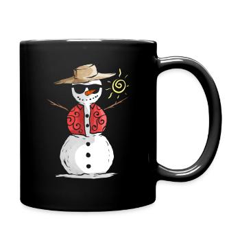 Bonhomme de neige au soleil avec chapeau de paille pour Noël - Mug uni - noir - Droite