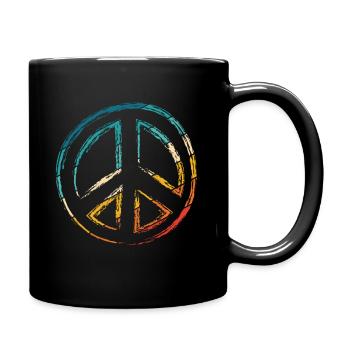 Friedenszeichen - Peace Frieden - Tasse einfarbig - Schwarz - Rechts