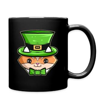 Kawaii Kat avec chapeau vert et arc pour St. - Mug uni - noir - Droite