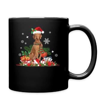 Vizsla Hund, Weihnachtsthema - Tasse einfarbig - Schwarz - Rechts
