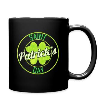 Shamrock In Round Logo For St. Patrick's Day - Full Colour Mug - black - Right
